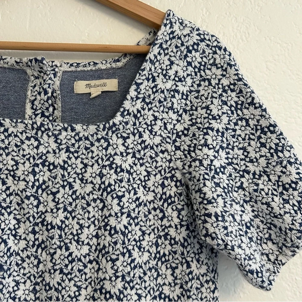 Madewell Blue Floral Square Neck Button-Back Top Size‎ XS
